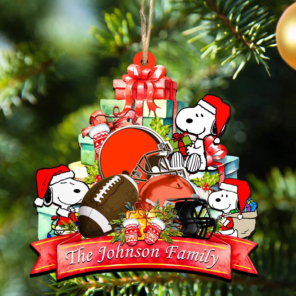 Cleveland Browns 2 Layered Wooden Ornament 2024 Version Personalized Your Family Name, Sport Ornament, Christmas Gifts For Sport Fan, Home Decorations ETHY-52262