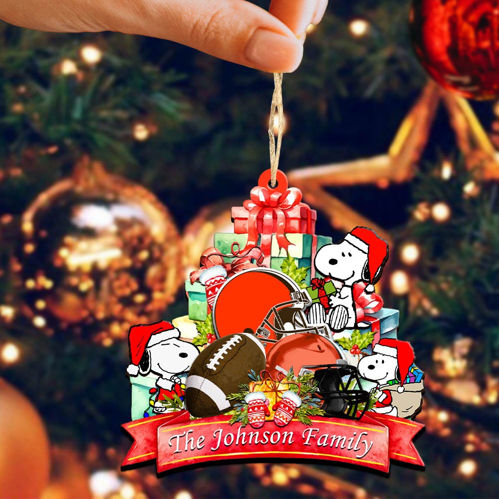 Alternative view of Cleveland Browns 2 Layered Wooden Ornament 2024 Version Personalized Your Family Name, Sport Ornament, Christmas Gifts For Sport Fan, Home Decorations ETHY-52262
