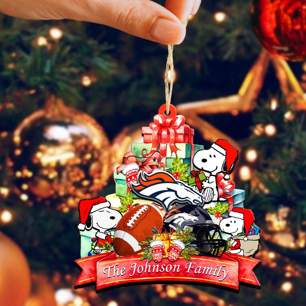 Alternative view of Denver Broncos 2 Layered Wooden Ornament 2024 Version Personalized Your Family Name, Sport Ornament, Christmas Gifts For Sport Fan, Home Decorations ETHY-52262