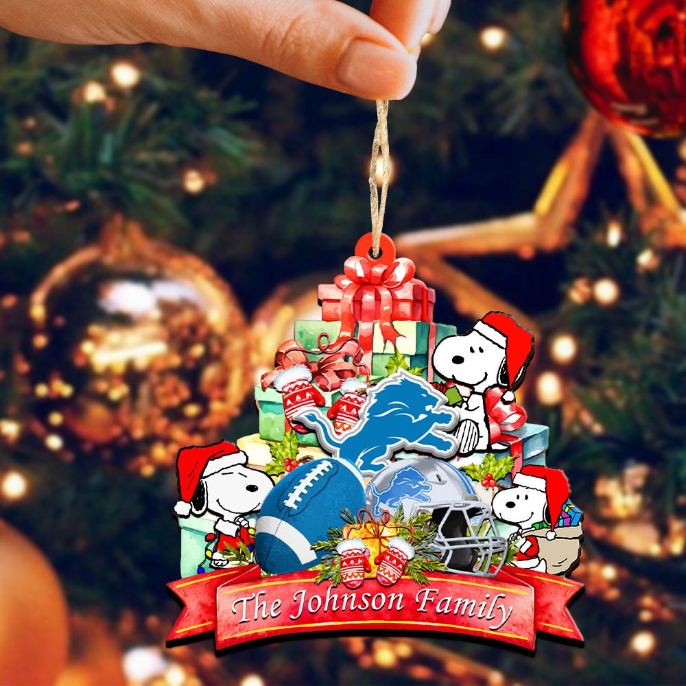 Alternative view of Detroit Lions 2 Layered Wooden Ornament 2024 Version Personalized Your Family Name, Sport Ornament, Christmas Gifts For Sport Fan, Home Decorations ETHY-52262