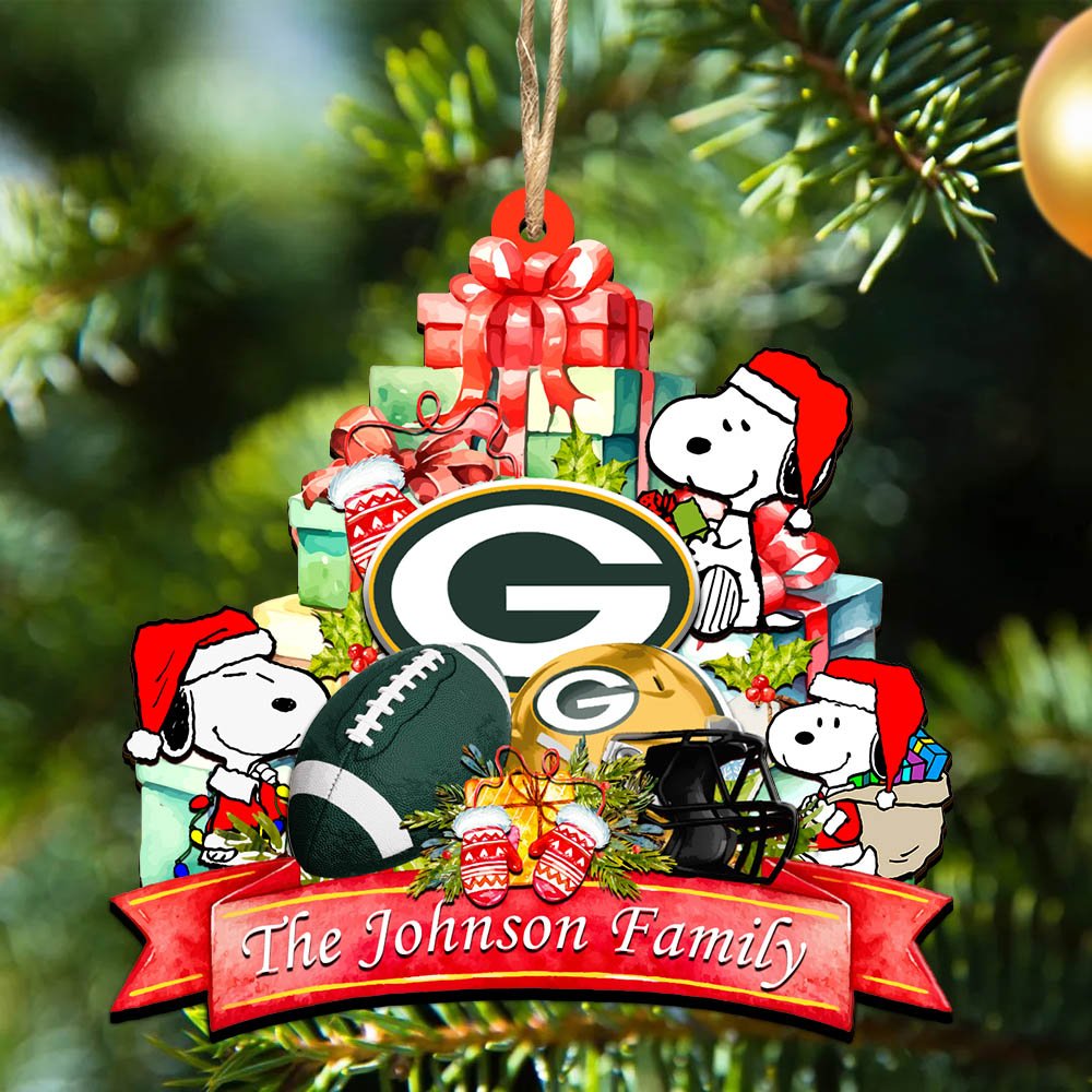 Green Bay Packers 2 Layered Wooden Ornament 2024 Version Personalized Your Family Name, Sport Ornament, Christmas Gifts For Sport Fan, Home Decorations ETHY-52262