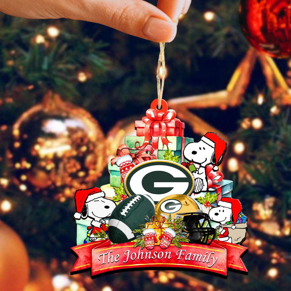 Alternative view of Green Bay Packers 2 Layered Wooden Ornament 2024 Version Personalized Your Family Name, Sport Ornament, Christmas Gifts For Sport Fan, Home Decorations ETHY-52262