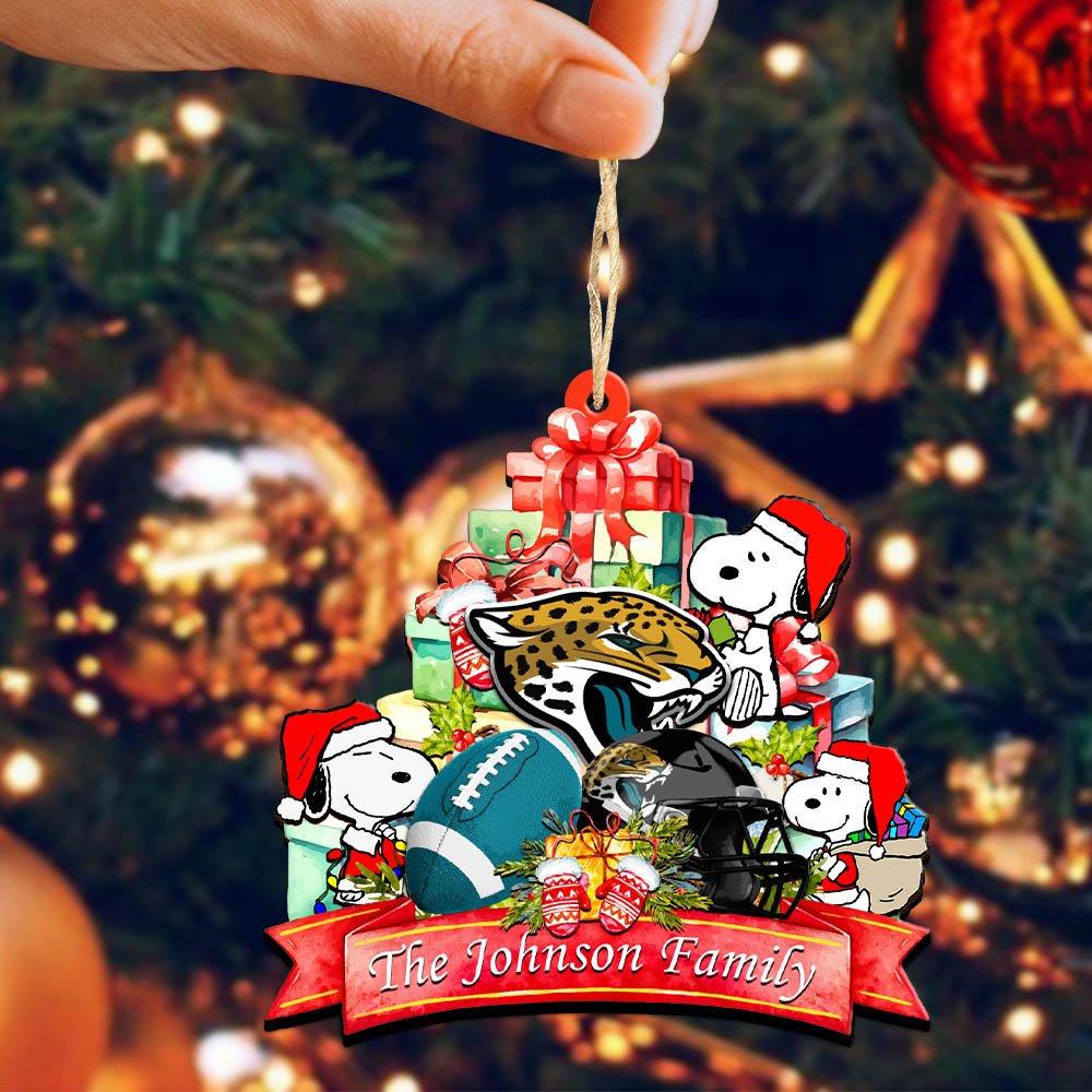 Alternative view of Jacksonville Jaguars 2 Layered Wooden Ornament 2024 Version Personalized Your Family Name, Sport Ornament, Christmas Gifts For Sport Fan, Home Decorations ETHY-52262