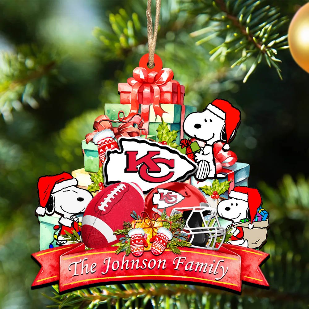 Kansas City Chiefs 2 Layered Wooden Ornament 2024 Version Personalized Your Family Name, Sport Ornament, Christmas Gifts For Sport Fan, Home Decorations ETHY-52262