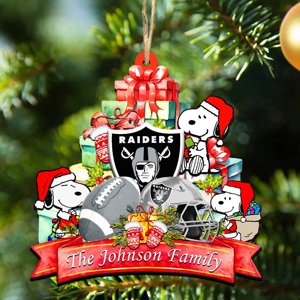 Las Vegas Raiders 2 Layered Wooden Ornament 2024 Version Personalized Your Family Name, Sport Ornament, Christmas Gifts For Sport Fan, Home Decorations ETHY-52262