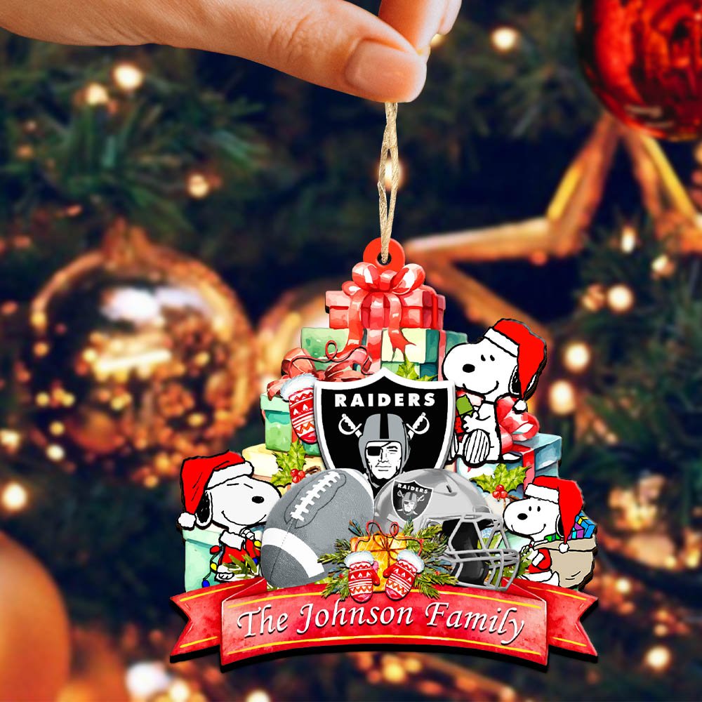 Alternative view of Las Vegas Raiders 2 Layered Wooden Ornament 2024 Version Personalized Your Family Name, Sport Ornament, Christmas Gifts For Sport Fan, Home Decorations ETHY-52262