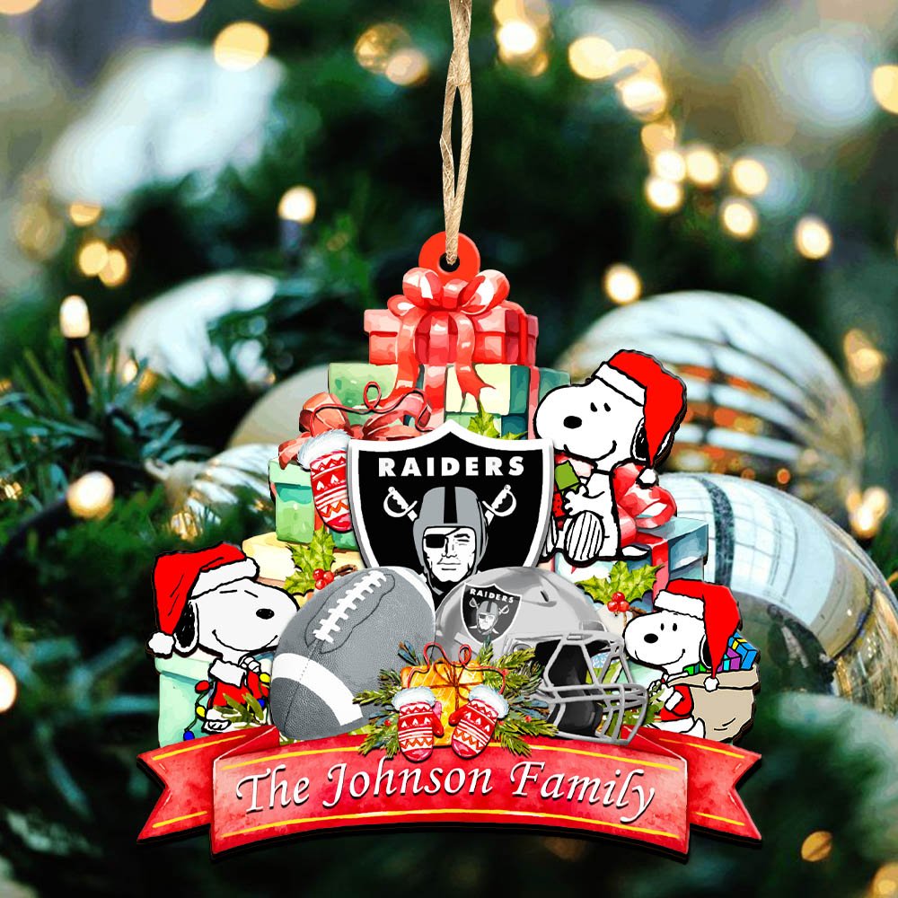 Las Vegas Raiders 2 Layered Wooden Ornament 2024 Version Personalized Your Family Name, Sport Ornament, Christmas Gifts For Sport Fan, Home Decorations ETHY-52262 - Image 3