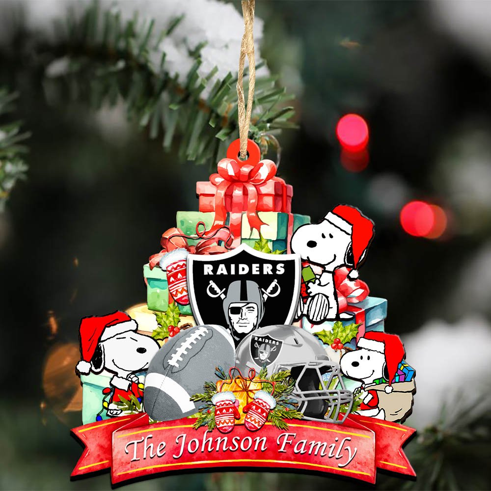 Las Vegas Raiders 2 Layered Wooden Ornament 2024 Version Personalized Your Family Name, Sport Ornament, Christmas Gifts For Sport Fan, Home Decorations ETHY-52262 - Image 4