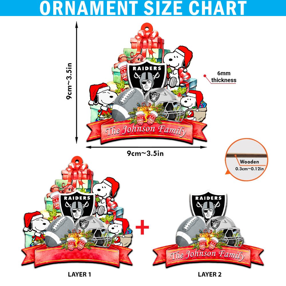 Las Vegas Raiders 2 Layered Wooden Ornament 2024 Version Personalized Your Family Name, Sport Ornament, Christmas Gifts For Sport Fan, Home Decorations ETHY-52262 - Image 5