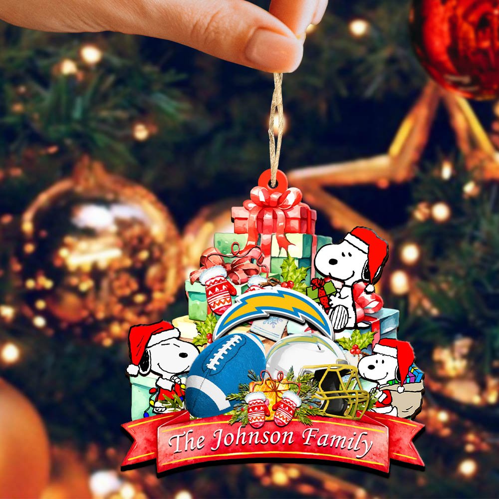 Alternative view of Los Angeles Chargers 2 Layered Wooden Ornament 2024 Version Personalized Your Family Name, Sport Ornament, Christmas Gifts For Sport Fan, Home Decorations ETHY-52262