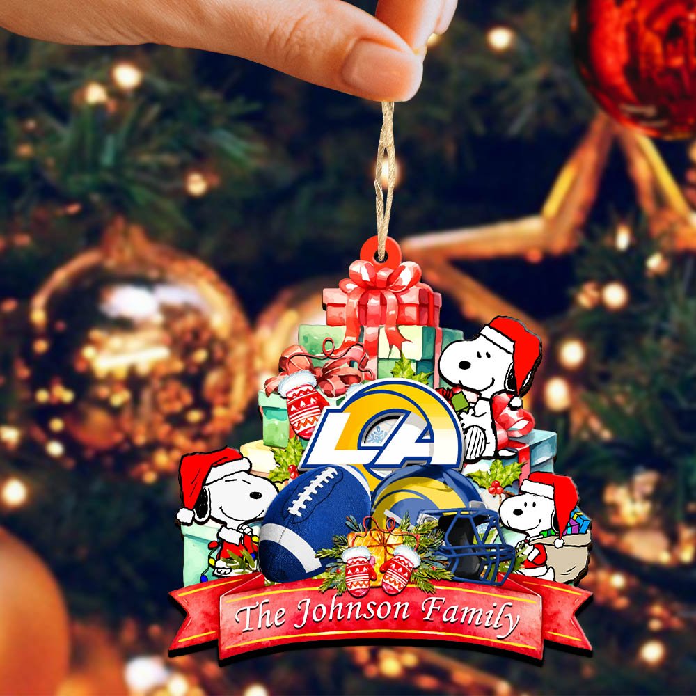 Alternative view of Los Angeles Rams 2 Layered Wooden Ornament 2024 Version Personalized Your Family Name, Sport Ornament, Christmas Gifts For Sport Fan, Home Decorations ETHY-52262