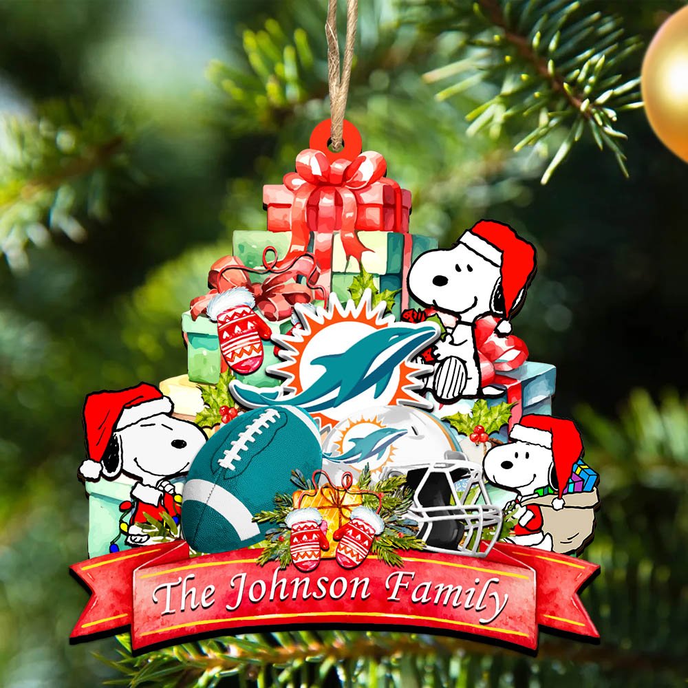 Miami Dolphins 2 Layered Wooden Ornament 2024 Version Personalized Your Family Name, Sport Ornament, Christmas Gifts For Sport Fan, Home Decorations ETHY-52262