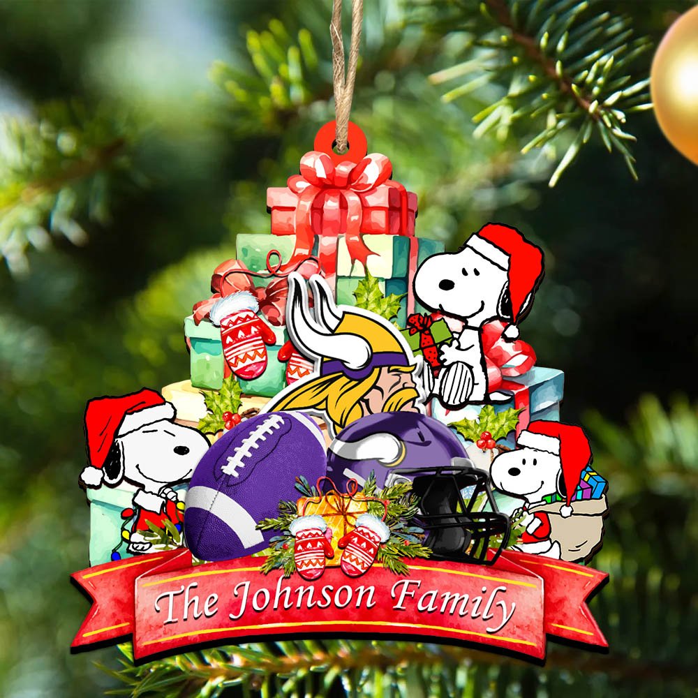 Minnesota Vikings 2 Layered Wooden Ornament 2024 Version Personalized Your Family Name, Sport Ornament, Christmas Gifts For Sport Fan, Home Decorations ETHY-52262