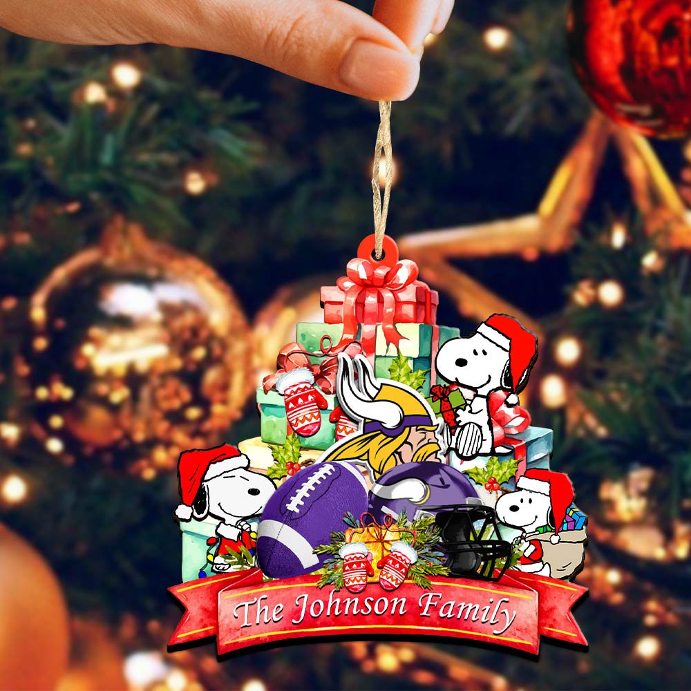 Alternative view of Minnesota Vikings 2 Layered Wooden Ornament 2024 Version Personalized Your Family Name, Sport Ornament, Christmas Gifts For Sport Fan, Home Decorations ETHY-52262