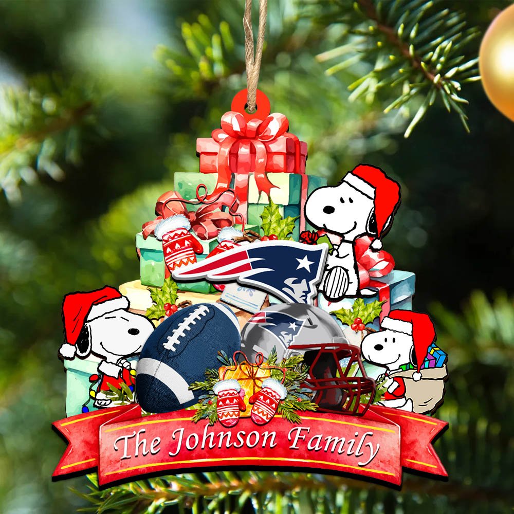 New England Patriots 2 Layered Wooden Ornament 2024 Version Personalized Your Family Name, Sport Ornament, Christmas Gifts For Sport Fan, Home Decorations ETHY-52262