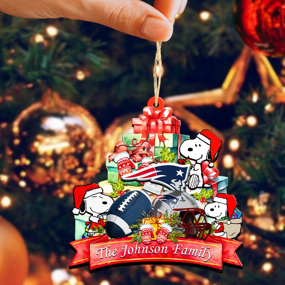 Alternative view of New England Patriots 2 Layered Wooden Ornament 2024 Version Personalized Your Family Name, Sport Ornament, Christmas Gifts For Sport Fan, Home Decorations ETHY-52262