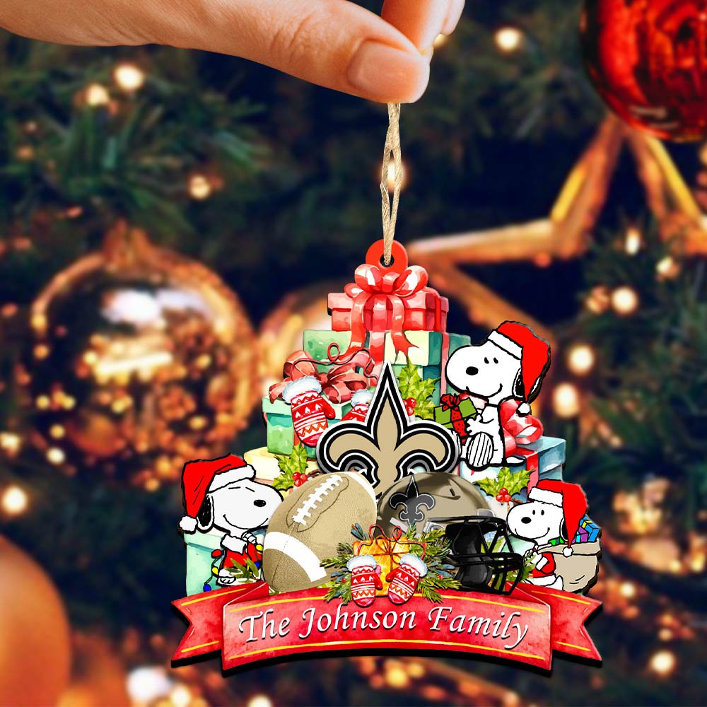 Alternative view of New Orleans Saints 2 Layered Wooden Ornament 2024 Version Personalized Your Family Name, Sport Ornament, Christmas Gifts For Sport Fan, Home Decorations ETHY-52262