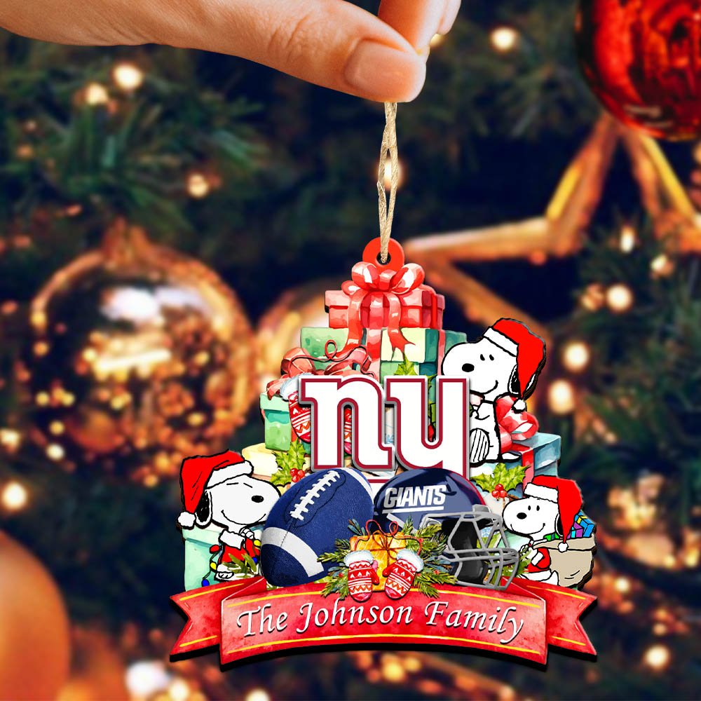 Alternative view of New York Giants 2 Layered Wooden Ornament 2024 Version Personalized Your Family Name, Sport Ornament, Christmas Gifts For Sport Fan, Home Decorations ETHY-52262