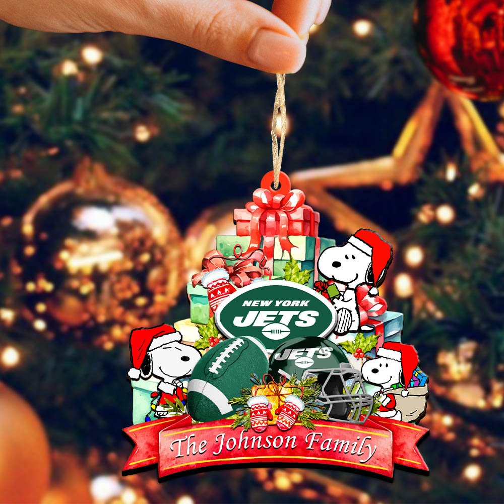 Alternative view of New York Jets 2 Layered Wooden Ornament 2024 Version Personalized Your Family Name, Sport Ornament, Christmas Gifts For Sport Fan, Home Decorations ETHY-52262