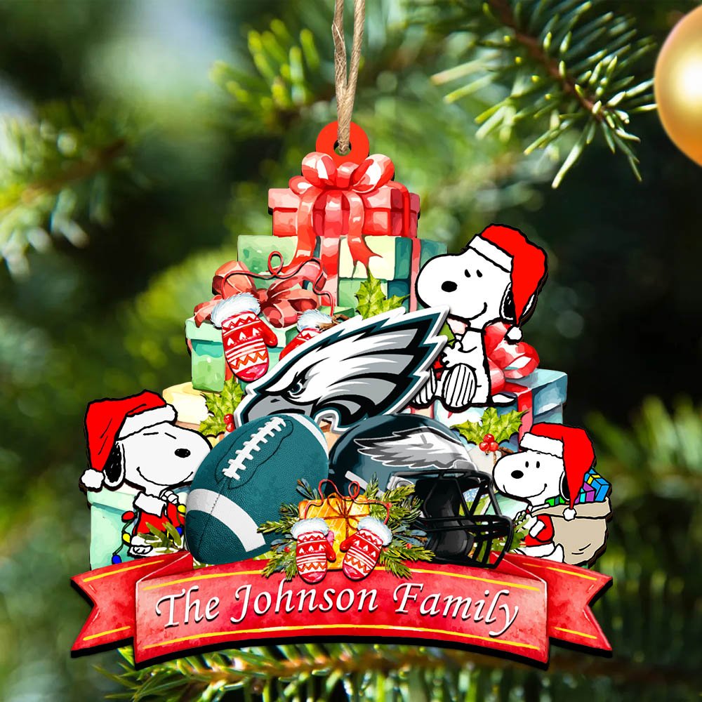 Philadelphia Eagles 2 Layered Wooden Ornament 2024 Version Personalized Your Family Name, Sport Ornament, Christmas Gifts For Sport Fan, Home Decorations ETHY-52262