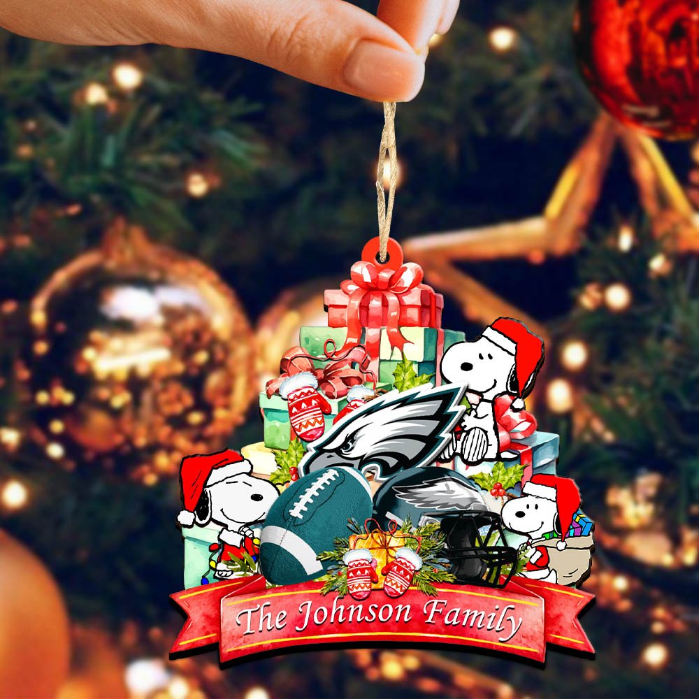 Alternative view of Philadelphia Eagles 2 Layered Wooden Ornament 2024 Version Personalized Your Family Name, Sport Ornament, Christmas Gifts For Sport Fan, Home Decorations ETHY-52262