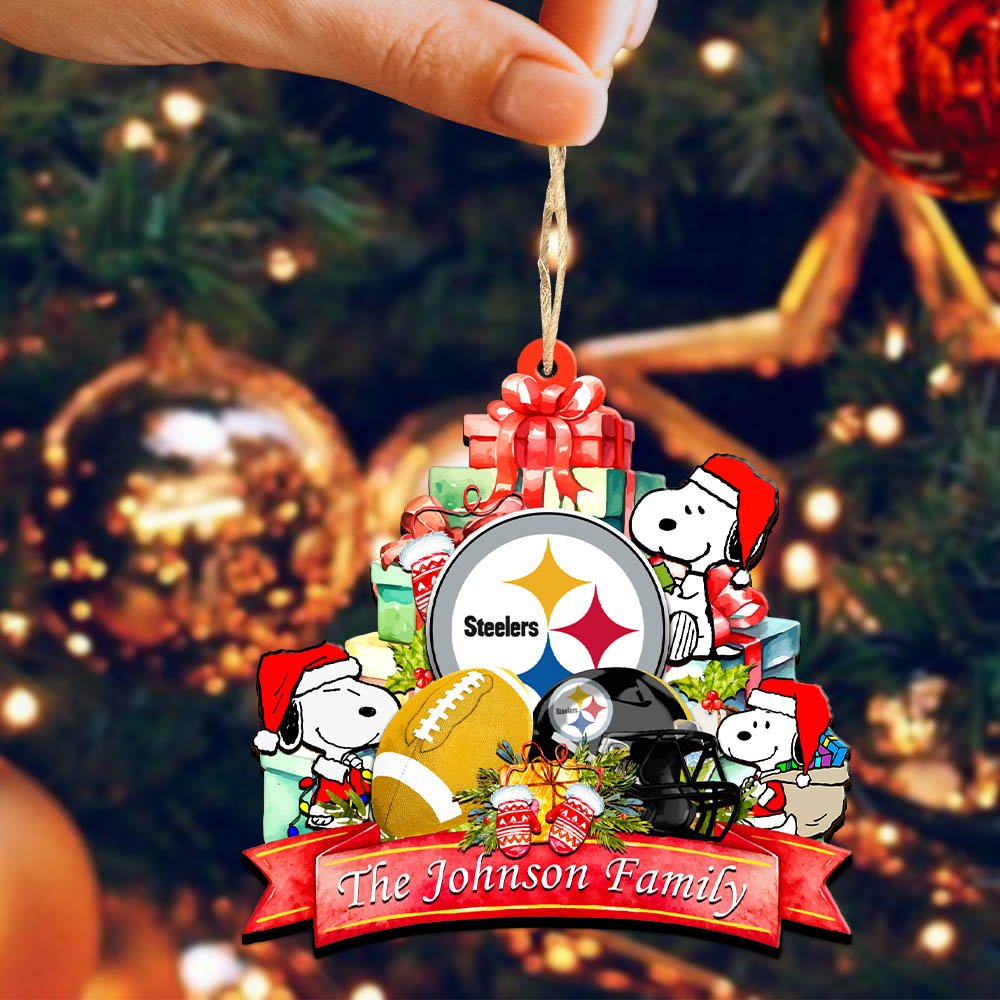 Alternative view of Pittsburgh Steelers 2 Layered Wooden Ornament 2024 Version Personalized Your Family Name, Sport Ornament, Christmas Gifts For Sport Fan, Home Decorations ETHY-52262