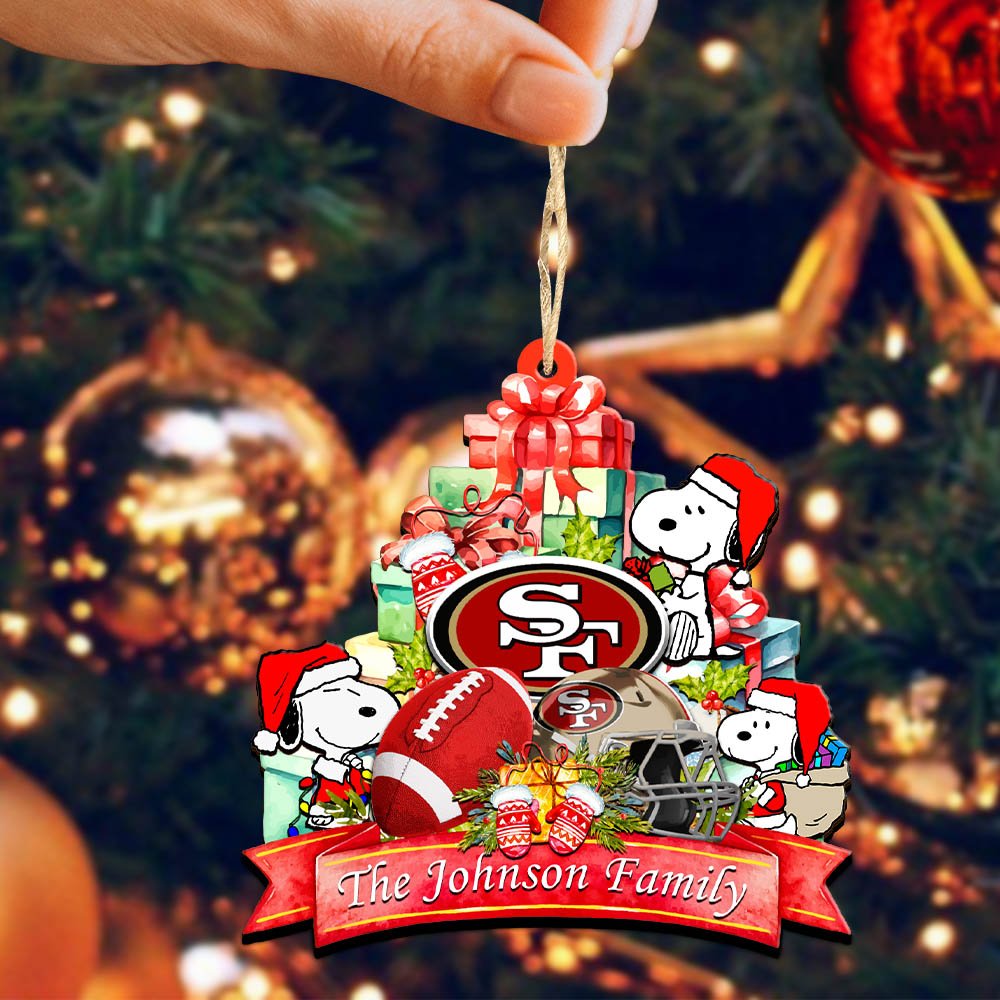 Alternative view of San Francisco 49ers 2 Layered Wooden Ornament 2024 Version Personalized Your Family Name, Sport Ornament, Christmas Gifts For Sport Fan, Home Decorations ETHY-52262