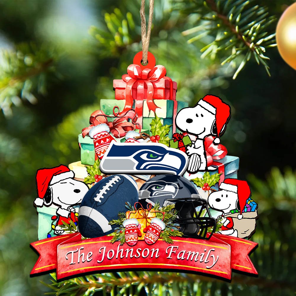 Seattle Seahawks 2 Layered Wooden Ornament 2024 Version Personalized Your Family Name, Sport Ornament, Christmas Gifts For Sport Fan, Home Decorations ETHY-52262