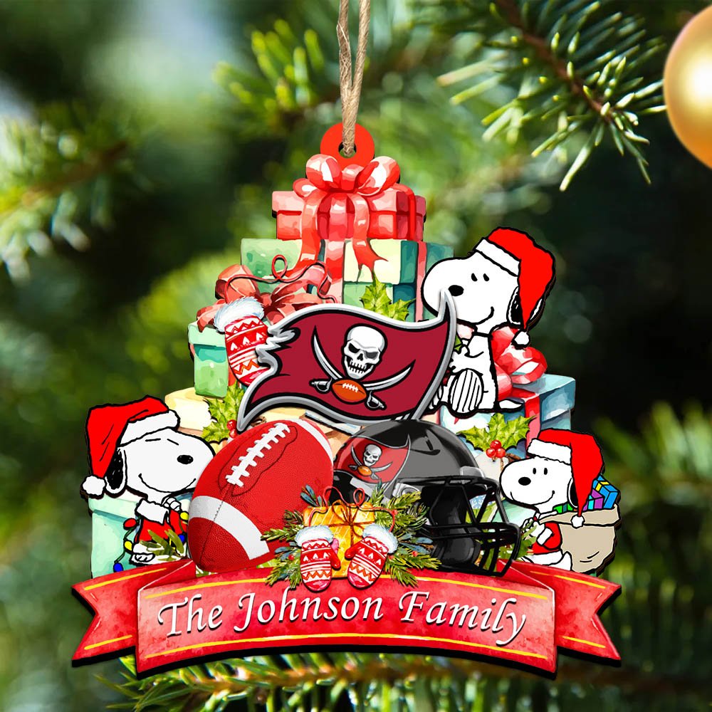 Tampa Bay Buccaneers 2 Layered Wooden Ornament 2024 Version Personalized Your Family Name, Sport Ornament, Christmas Gifts For Sport Fan, Home Decorations ETHY-52262