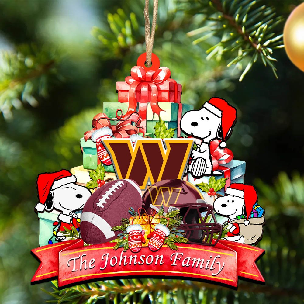 Washington Commanders 2 Layered Wooden Ornament 2024 Version Personalized Your Family Name, Sport Ornament, Christmas Gifts For Sport Fan, Home Decorations ETHY-52262