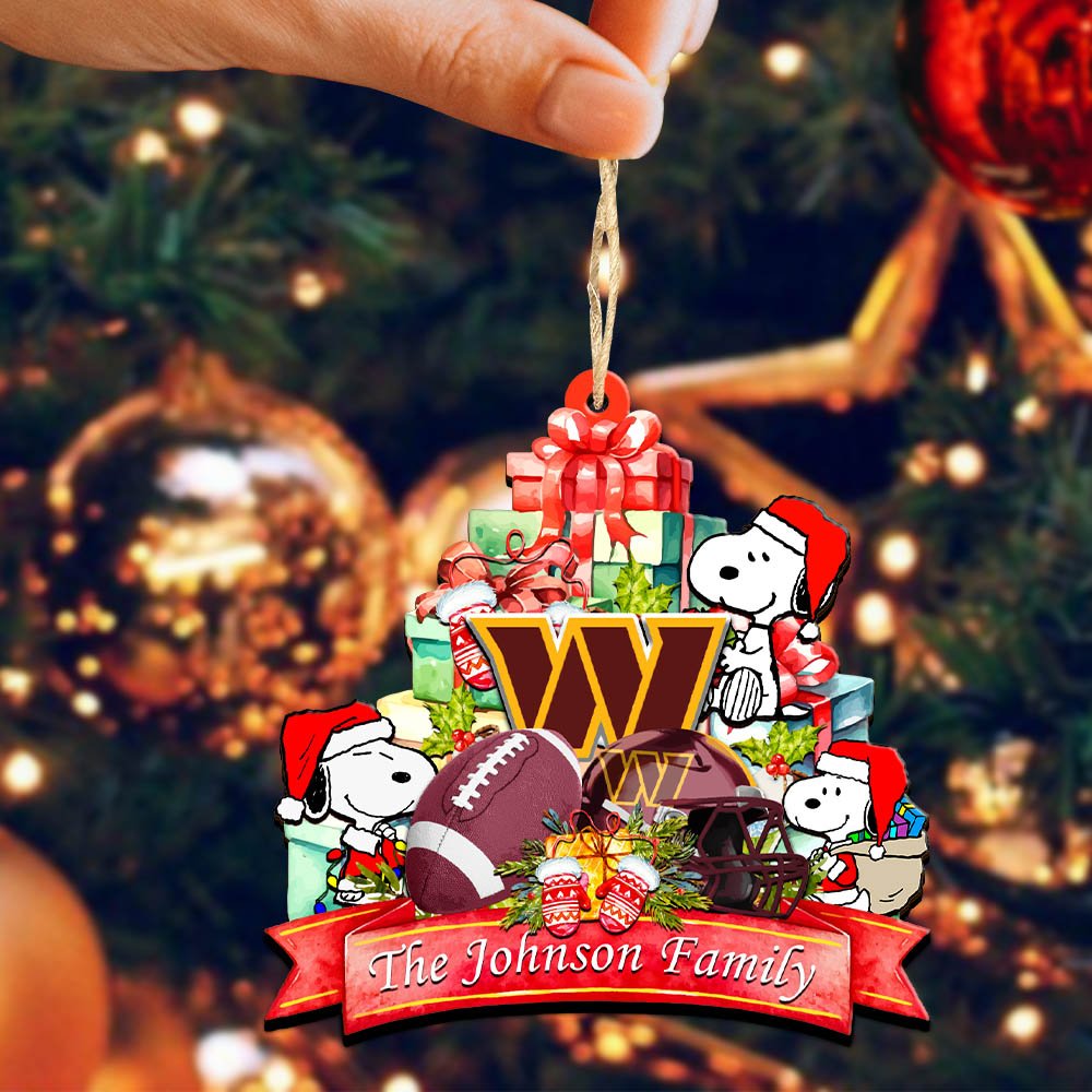 Alternative view of Washington Commanders 2 Layered Wooden Ornament 2024 Version Personalized Your Family Name, Sport Ornament, Christmas Gifts For Sport Fan, Home Decorations ETHY-52262