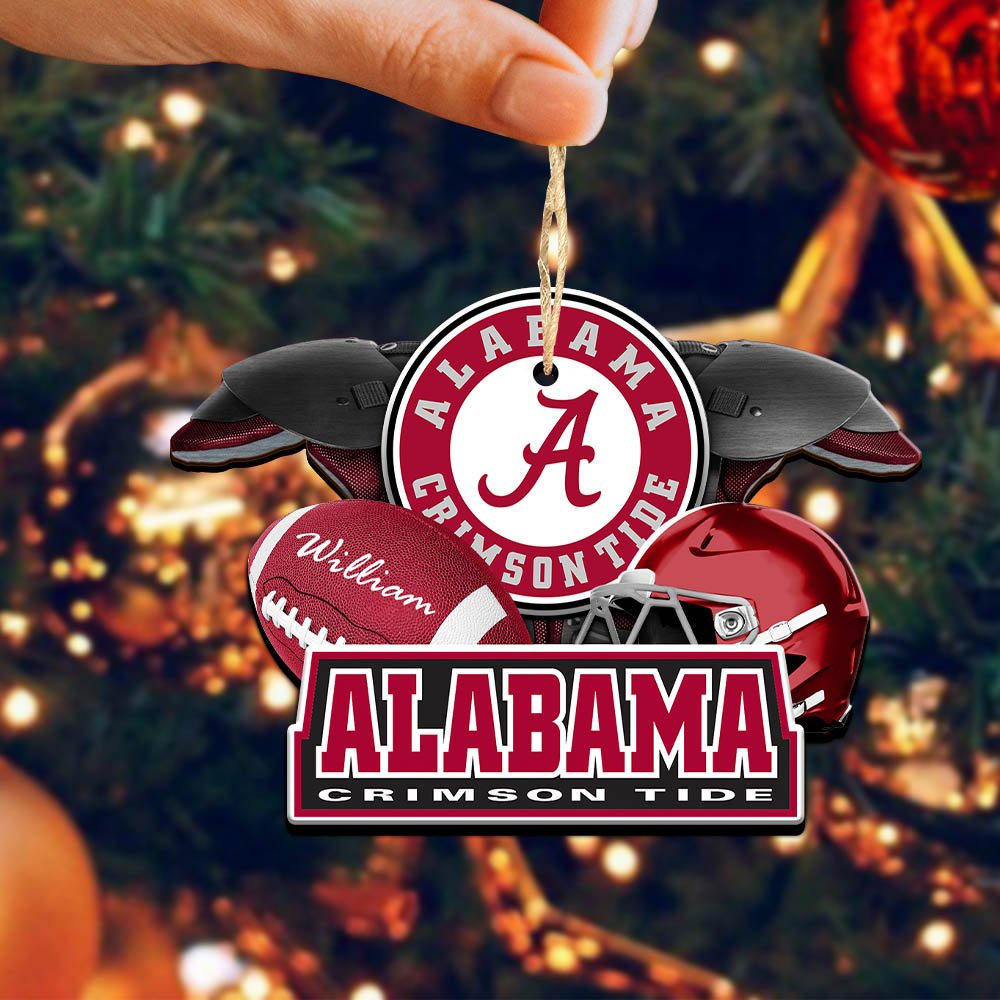 Alternative view of Alabama Crimson Tide 2 Layered Wooden Ornament 2024 Version Personalized Your Name, America Football Ornament, Football Lover Gifts ETHY-52282