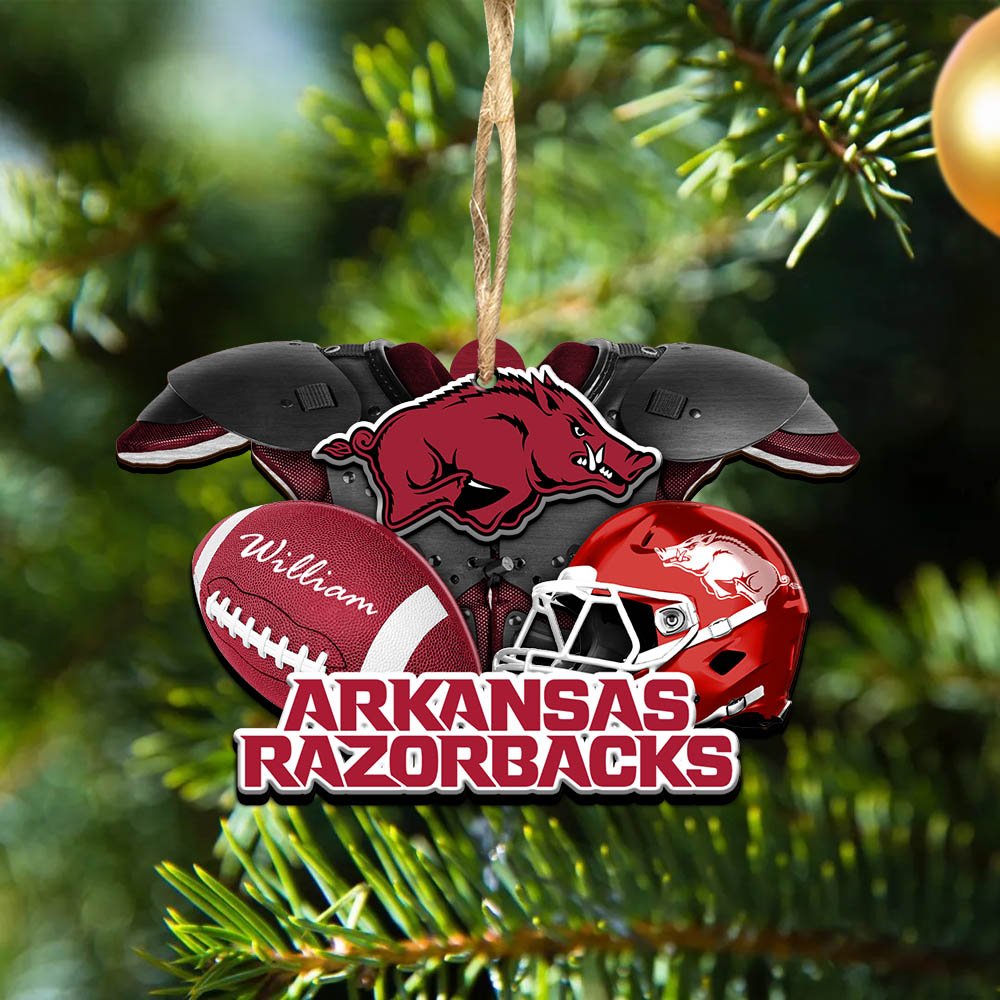 Arkansas Razorbacks 2 Layered Wooden Ornament 2024 Version Personalized Your Name, America Football Ornament, Football Lover Gifts ETHY-52282