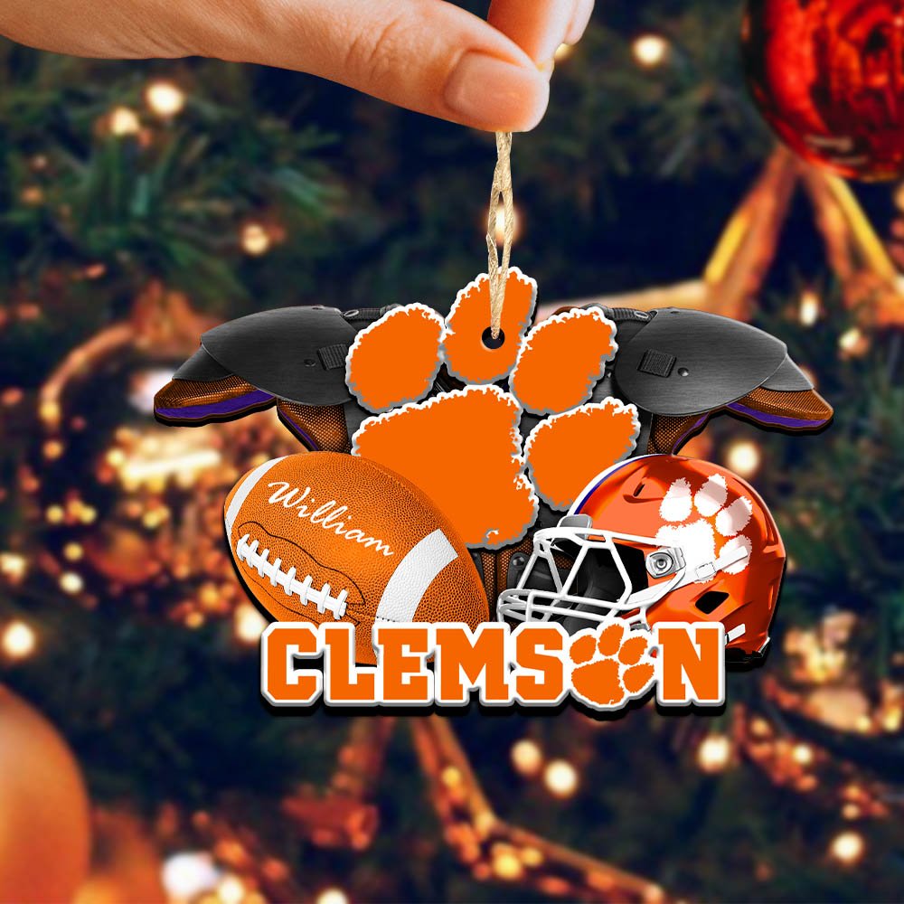 Alternative view of Clemson Tigers 2 Layered Wooden Ornament 2024 Version Personalized Your Name, America Football Ornament, Football Lover Gifts ETHY-52282