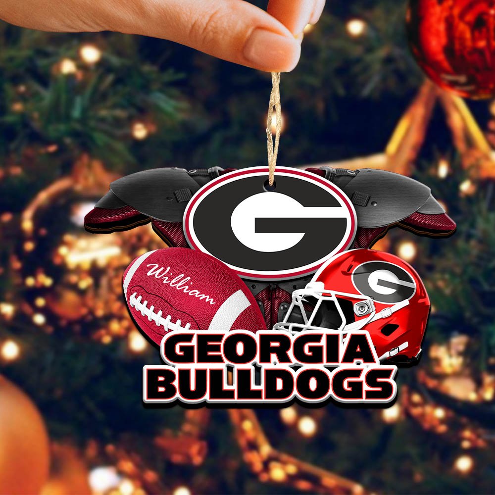 Alternative view of Georgia Bulldogs 2 Layered Wooden Ornament 2024 Version Personalized Your Name, America Football Ornament, Football Lover Gifts ETHY-52282