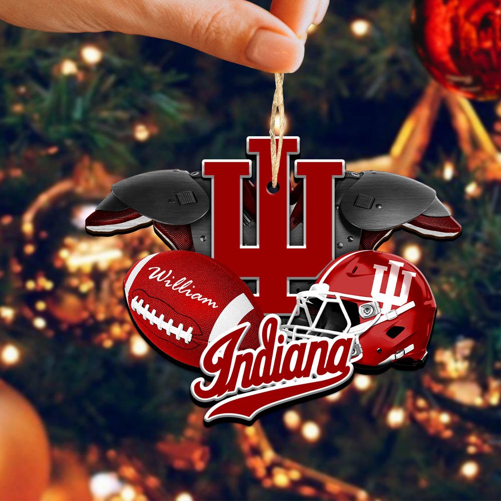 Alternative view of Indiana Hoosiers 2 Layered Wooden Ornament 2024 Version Personalized Your Name, America Football Ornament, Football Lover Gifts ETHY-52282