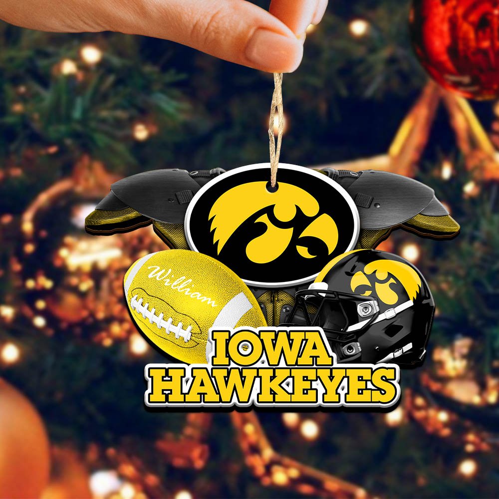 Alternative view of Iowa Hawkeyes 2 Layered Wooden Ornament 2024 Version Personalized Your Name, America Football Ornament, Football Lover Gifts ETHY-52282