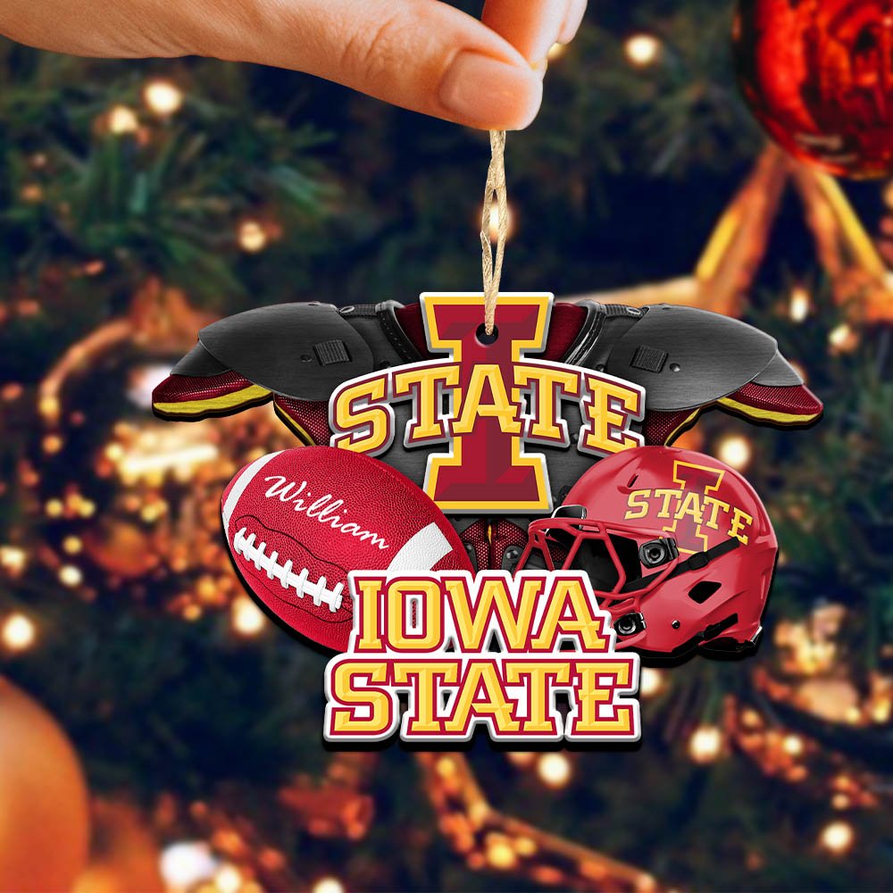 Alternative view of Iowa State Cyclones 2 Layered Wooden Ornament 2024 Version Personalized Your Name, America Football Ornament, Football Lover Gifts ETHY-52282