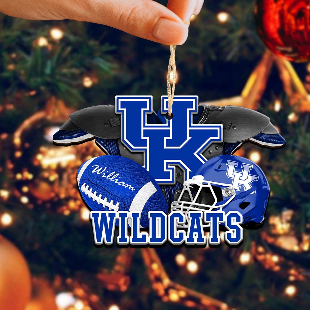Alternative view of Kentucky Wildcats 2 Layered Wooden Ornament 2024 Version Personalized Your Name, America Football Ornament, Football Lover Gifts ETHY-52282