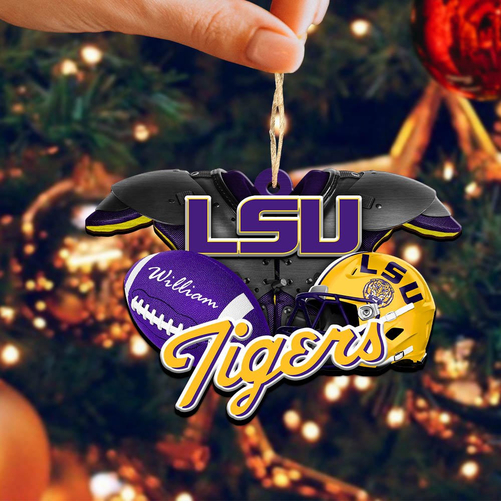 Alternative view of LSU TIGERS 2 Layered Wooden Ornament 2024 Version Personalized Your Name, America Football Ornament, Football Lover Gifts ETHY-52282