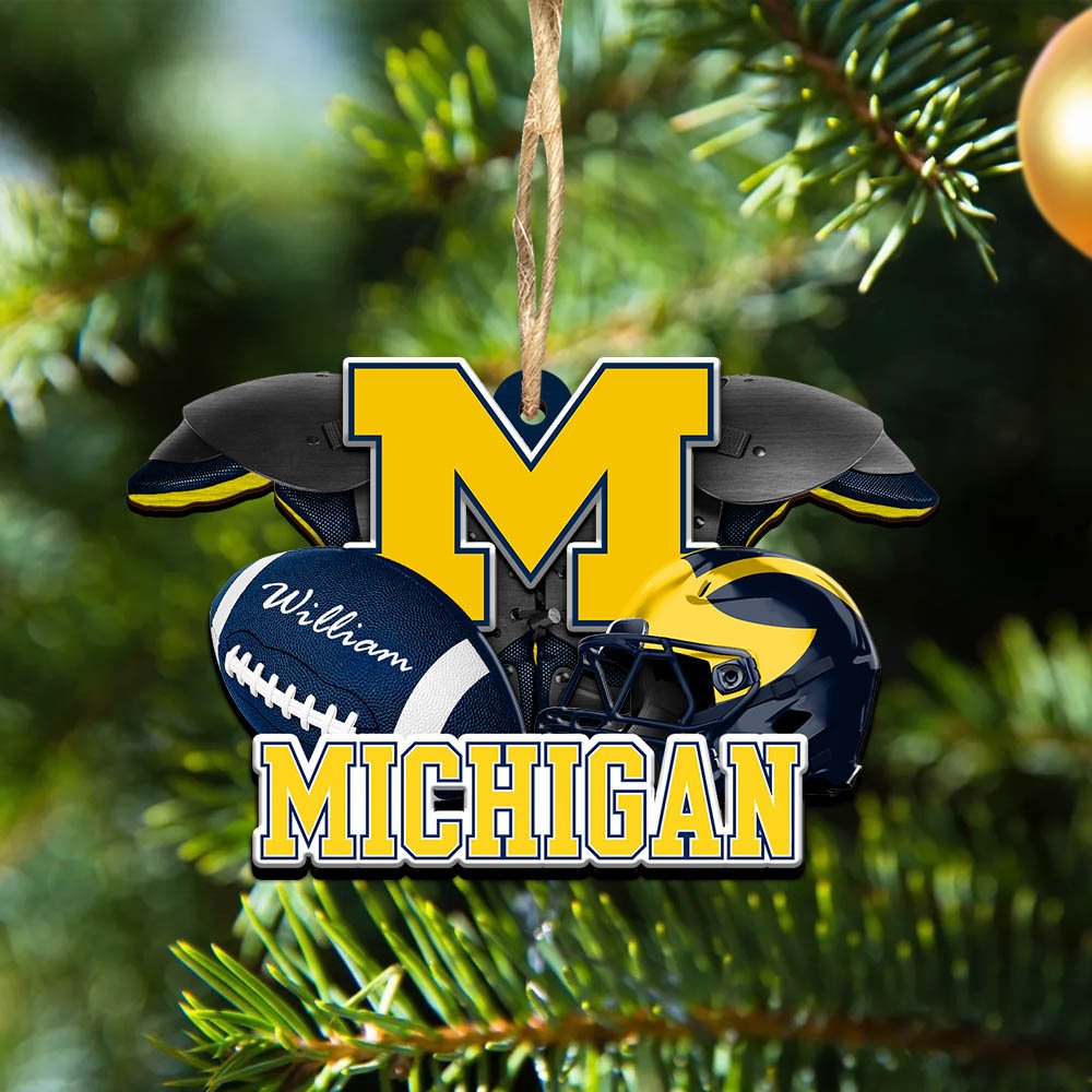 Michigan Wolverines 2 Layered Wooden Ornament 2024 Version Personalized Your Name, America Football Ornament, Football Lover Gifts ETHY-52282