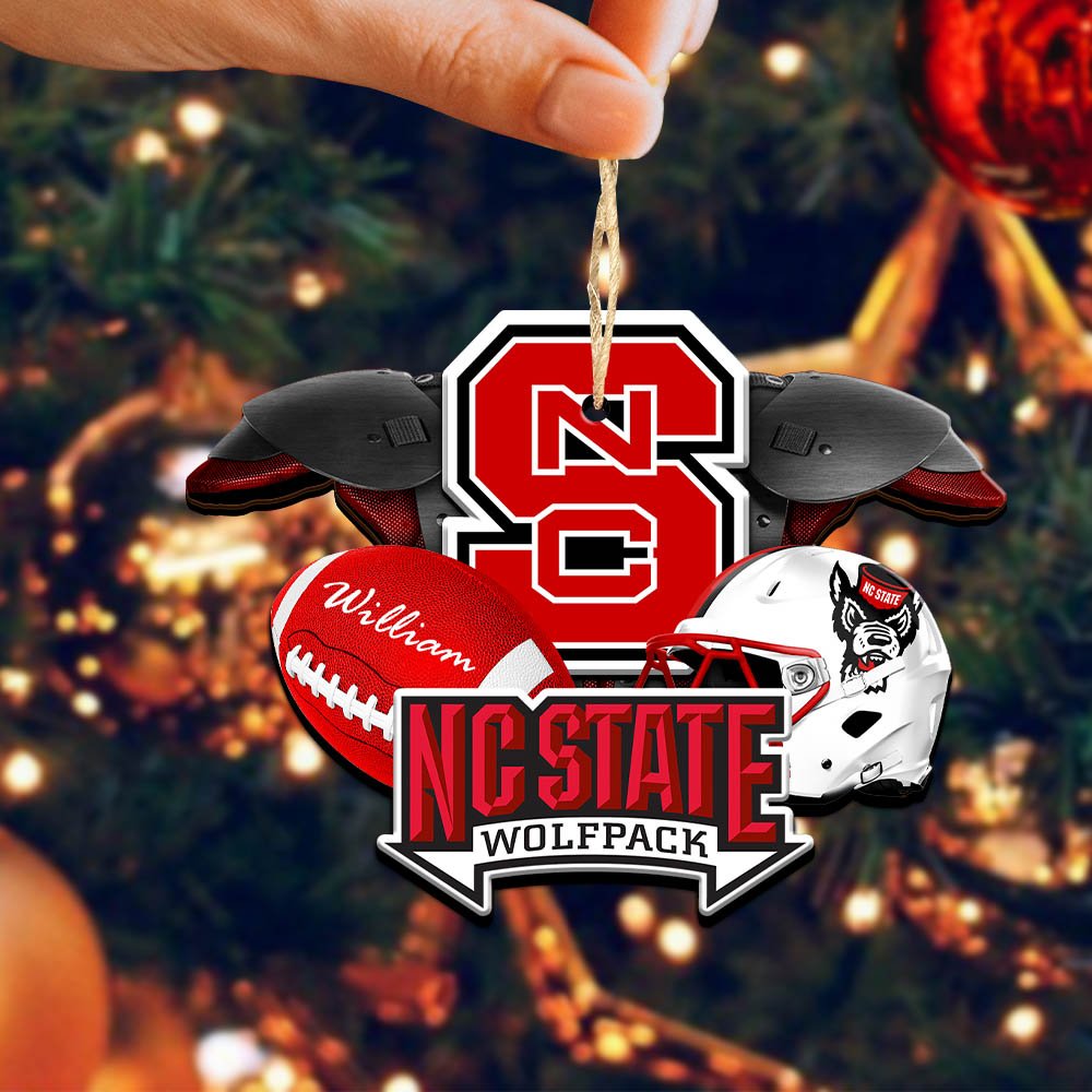 Alternative view of NC State Wolfpack 2 Layered Wooden Ornament 2024 Version Personalized Your Name, America Football Ornament, Football Lover Gifts ETHY-52282