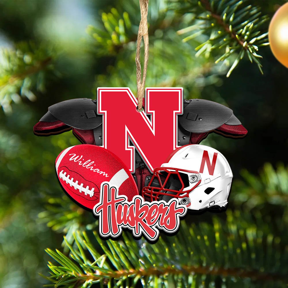 Nebraska Cornhuskers 2 Layered Wooden Ornament 2024 Version Personalized Your Name, America Football Ornament, Football Lover Gifts ETHY-52282