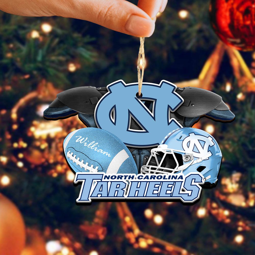 Alternative view of North Carolina Tar Heels 2 Layered Wooden Ornament 2024 Version Personalized Your Name, America Football Ornament, Football Lover Gifts ETHY-52282