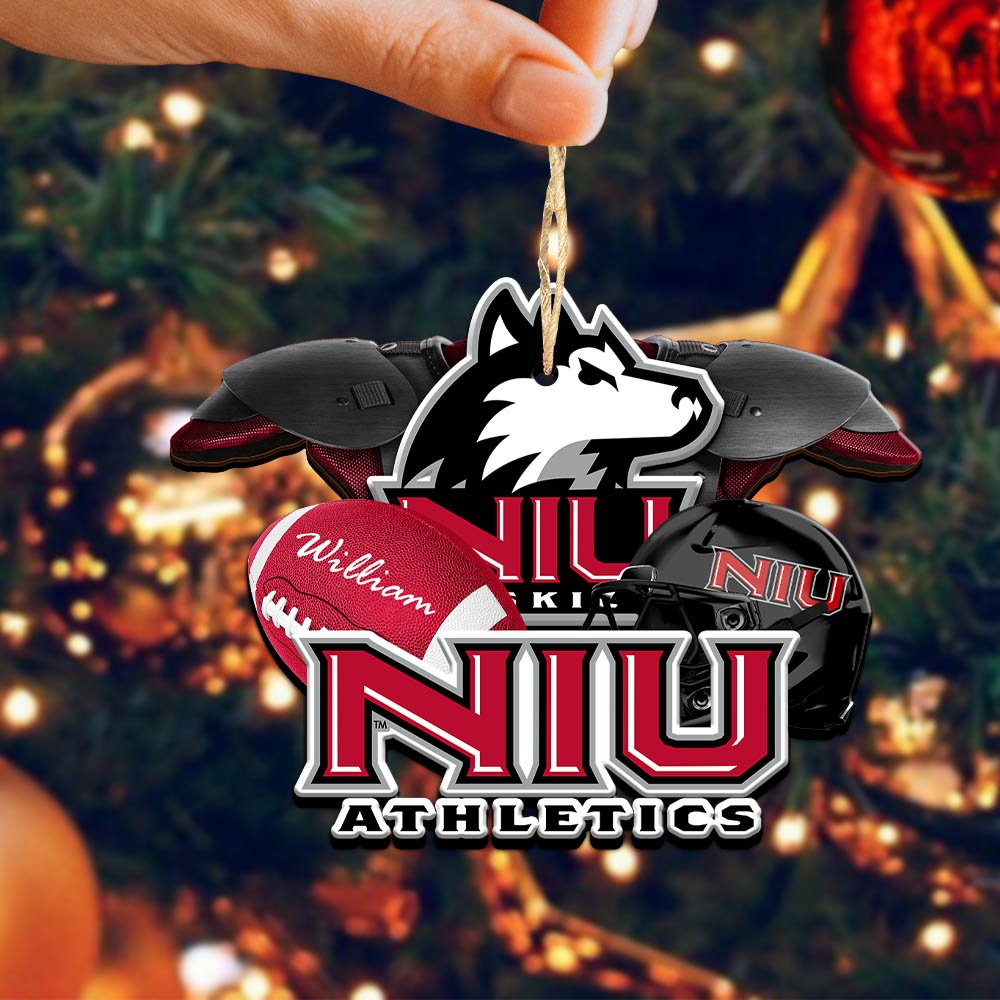 Alternative view of Northern Illinois Huskies 2 Layered Wooden Ornament 2024 Version Personalized Your Name, America Football Ornament, Football Lover Gifts ETHY-52282