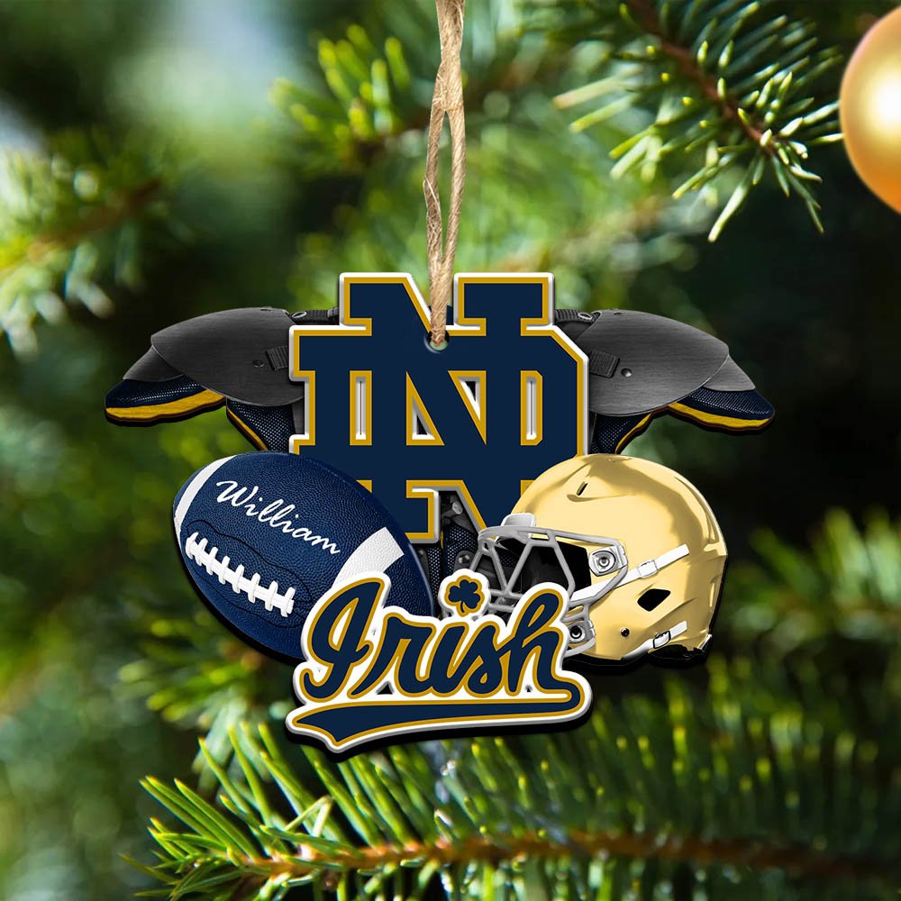Notre Dame Fighting Irish 2 Layered Wooden Ornament 2024 Version Personalized Your Name, America Football Ornament, Football Lover Gifts ETHY-52282