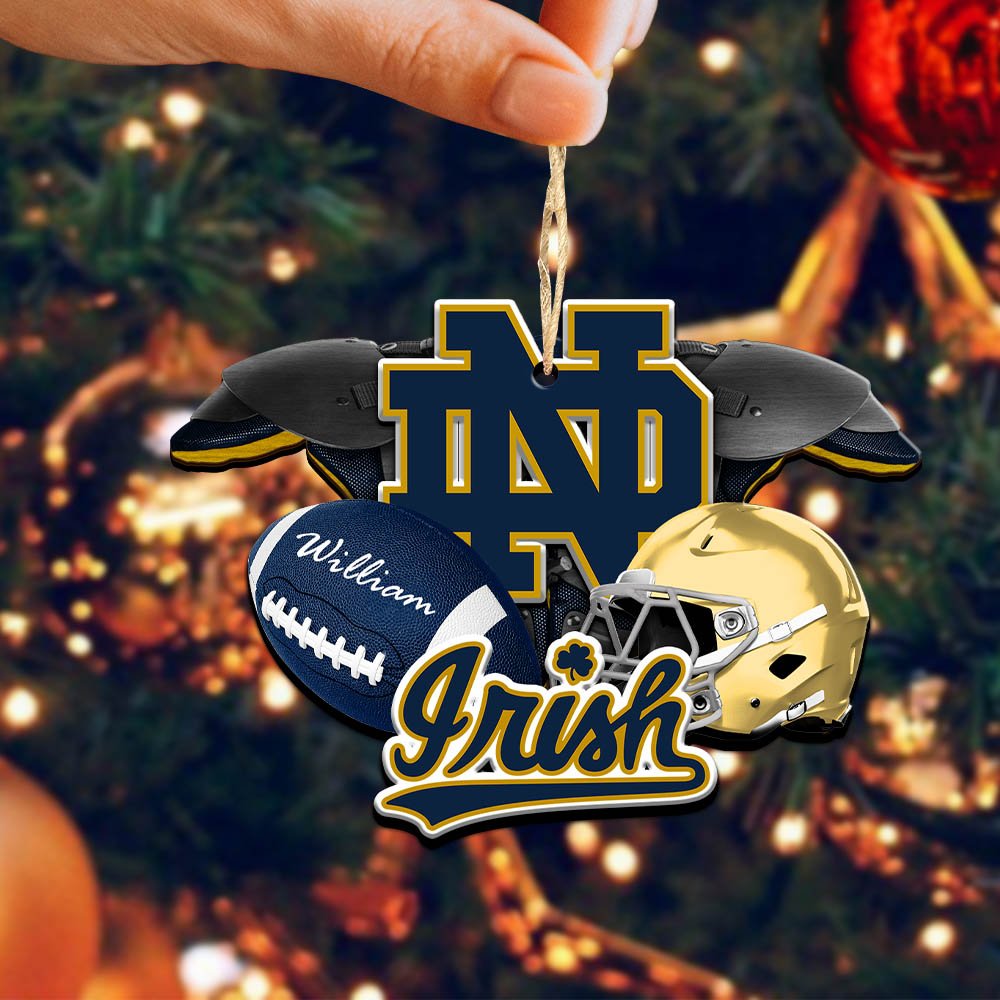 Alternative view of Notre Dame Fighting Irish 2 Layered Wooden Ornament 2024 Version Personalized Your Name, America Football Ornament, Football Lover Gifts ETHY-52282