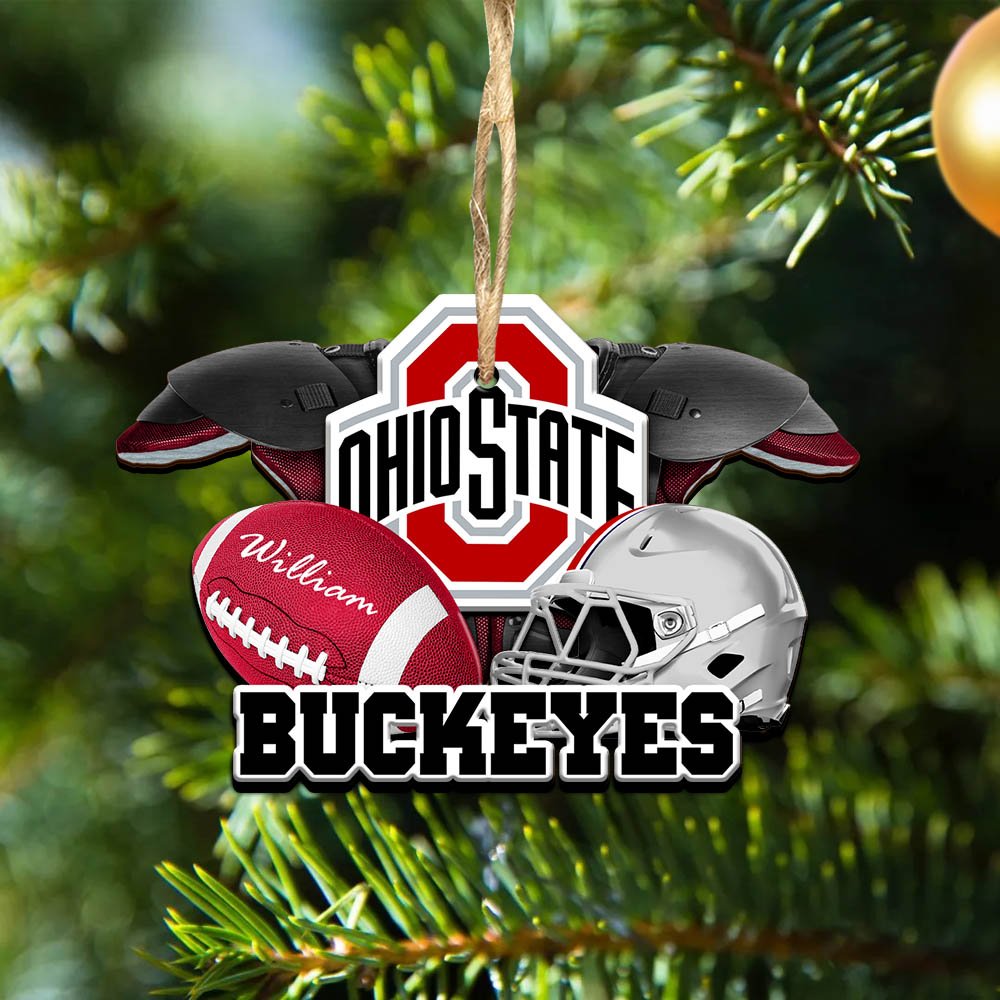 Ohio State Buckeyes 2 Layered Wooden Ornament 2024 Version Personalized Your Name, America Football Ornament, Football Lover Gifts ETHY-52282