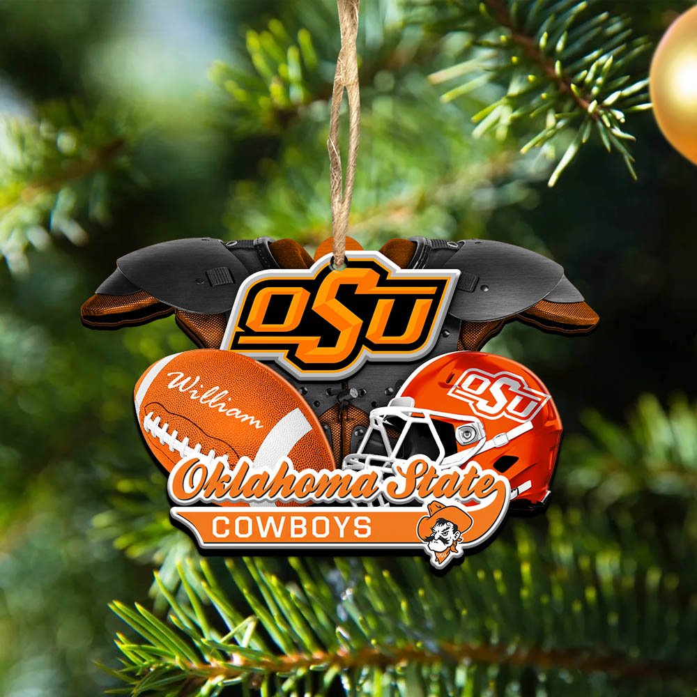 Oklahoma State Cowboys 2 Layered Wooden Ornament 2024 Version Personalized Your Name, America Football Ornament, Football Lover Gifts ETHY-52282