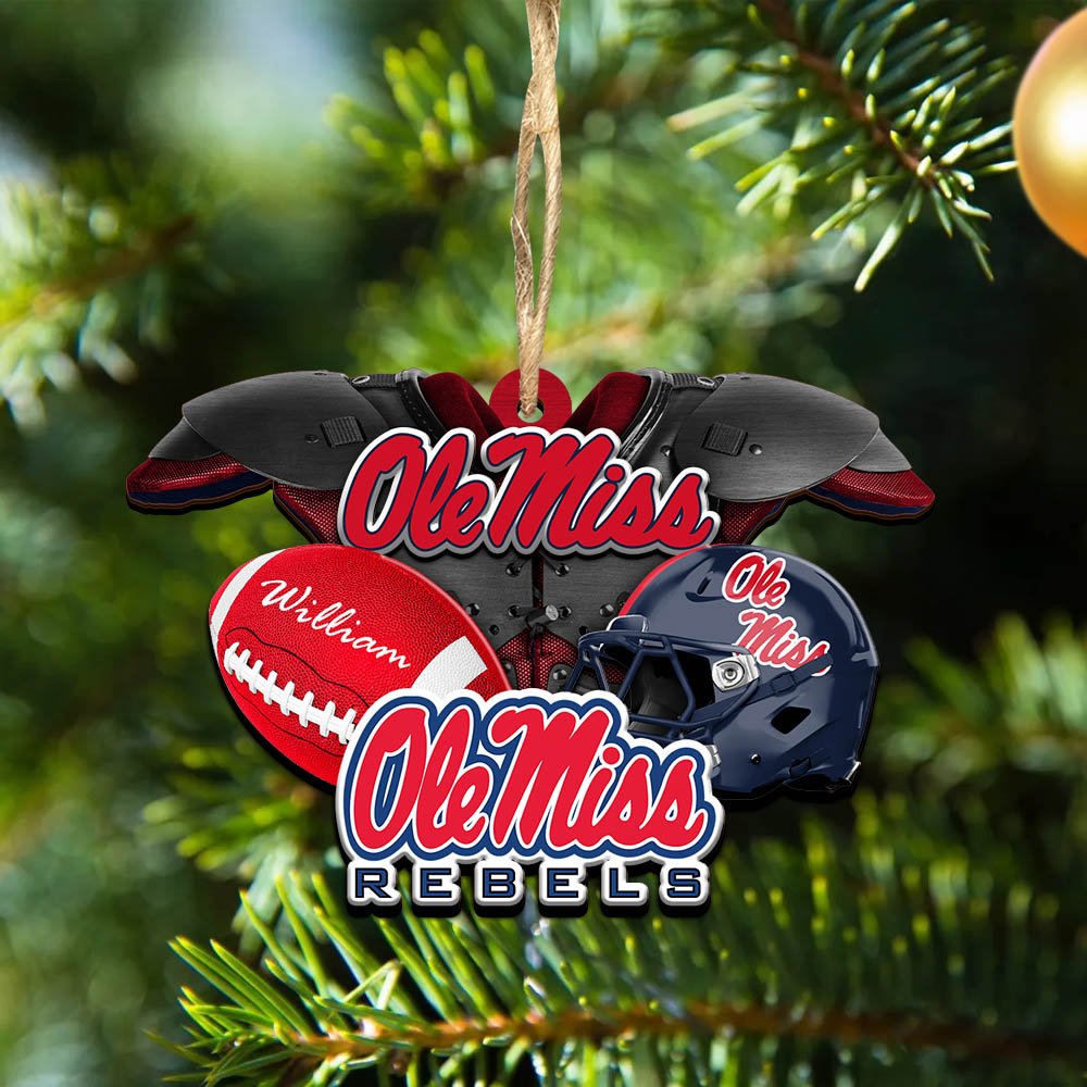Ole Miss Rebels 2 Layered Wooden Ornament 2024 Version Personalized Your Name, America Football Ornament, Football Lover Gifts ETHY-52282